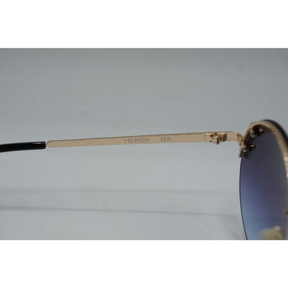 Quay Sunglasses I'm Rich Gold Frames/Smokey Blue Lenses W/Pearls - Picture 6 of 7